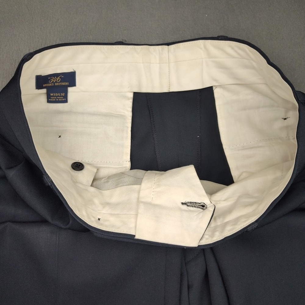 Brooks Brothers Pants Mens 33x32 Blue Pleated Wool Dress Trouser Suit Work Slack - Picture 9 of 13